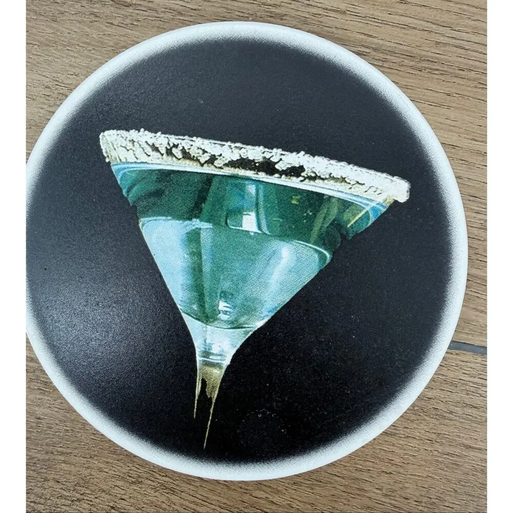 Vintage Retro Ceramic Martini Cocktail Drink Coasters - Set of 4 Black/Multi